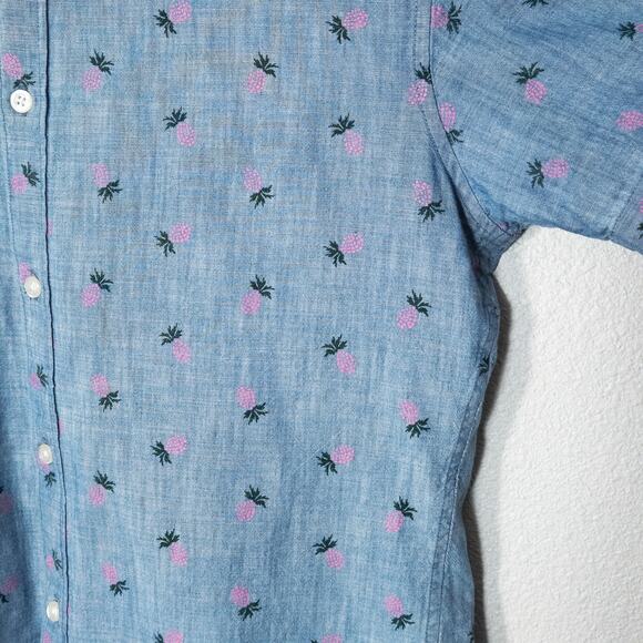 Bonobos Men's Surf Shirt Blue Size Medium Pineapple Print Button Down Summer - Picture 5 of 8